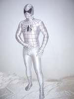White Spandex Spiderman Costume With Black stripe